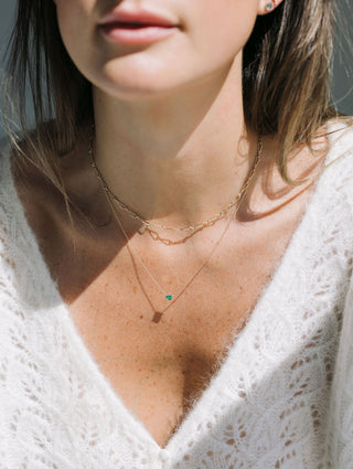 Large Minimal Emerald Baguette Necklace