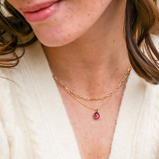 Freeform Pink Tourmaline Double Drop Necklace