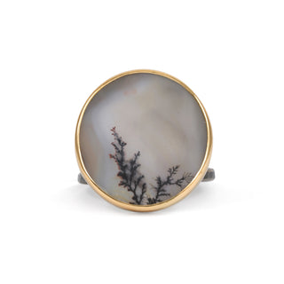 Dendritic Agate Double Band Statement Ring