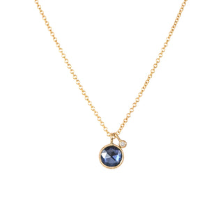 Juicy Round Blue Sapphire Double Drop Necklace