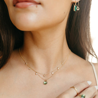 Freeform Green Sapphire Double Drop Necklace