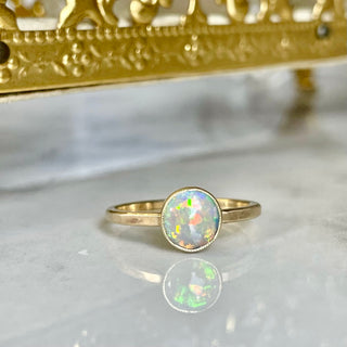 Round Crystal Opal Statement Ring