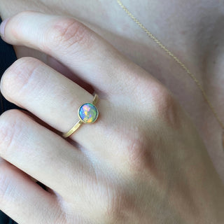 Round Crystal Opal Statement Ring