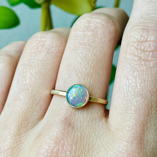 Round Crystal Opal Statement Ring