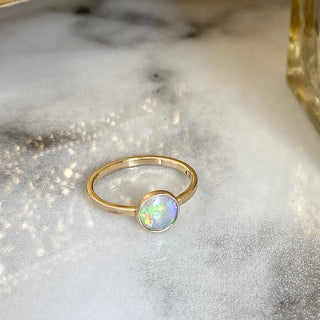 Round Crystal Opal Statement Ring